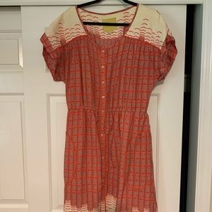 Maeve Patterned Dress with Buttons (Anthropologie)